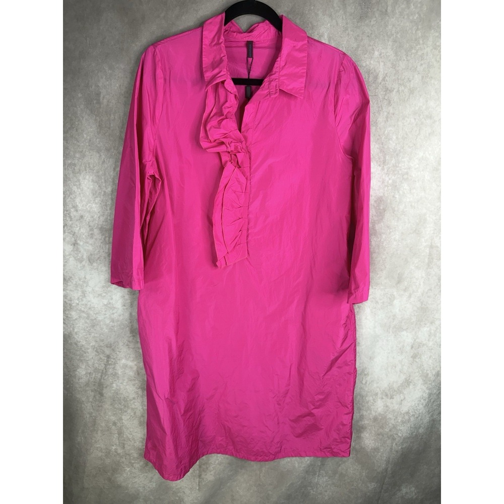 Katharina Hovman Taffeta Sculptural Ruffle Collar Avant Garde Dress Pink US 8